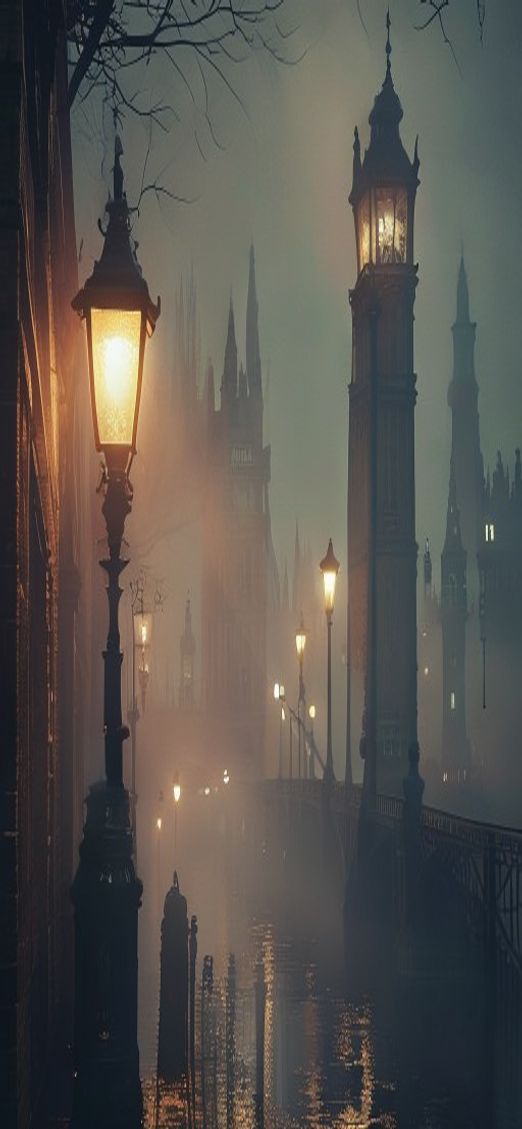 Opulent Foggy London Bridge Vintage Photorealistic Wallpaper