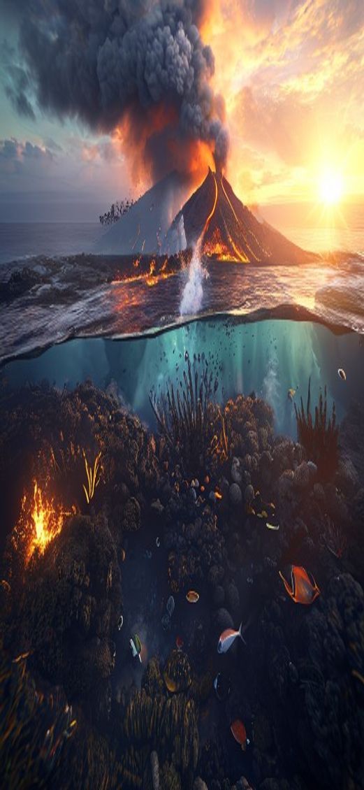 Cool Underwater Volcano Vents Smoke Photorealistic Wallpaper