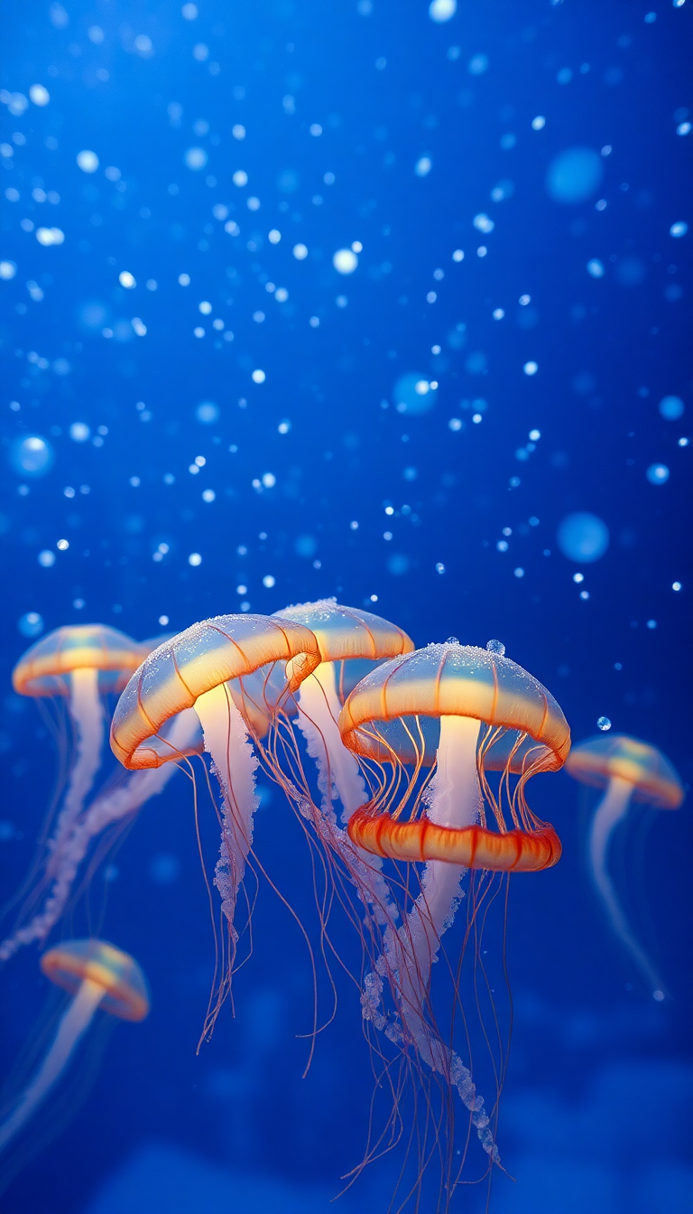 Cool School Jellyfish Pulsing Glowing Photorealistic Wallpaper