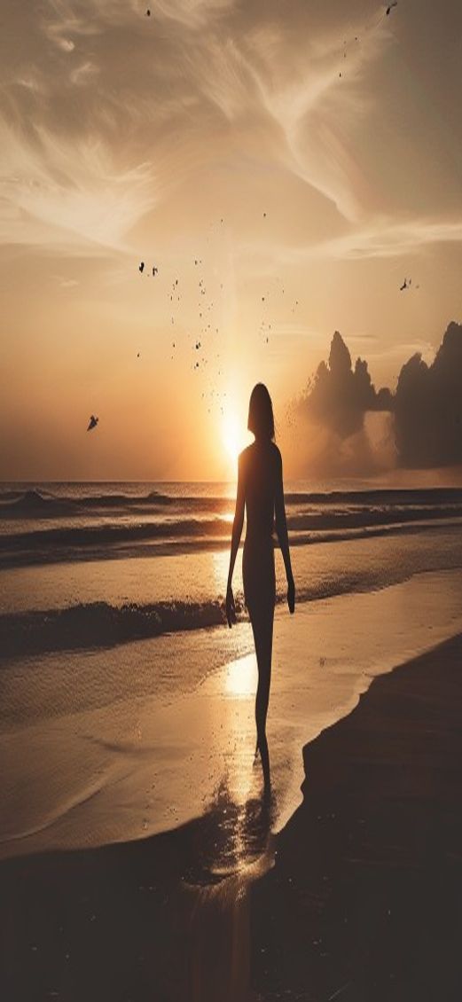 Beach Sunset Golden Hour Silhouette Aesthetic Wallpaper