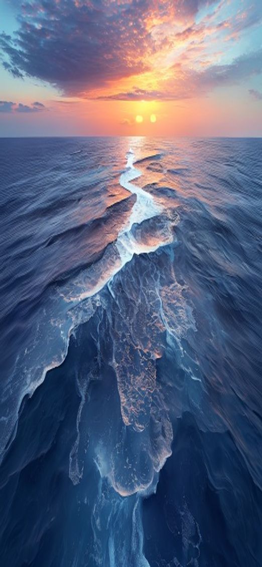 Spectacular Ocean Waves Aerial View Photorealistic Wallpaper