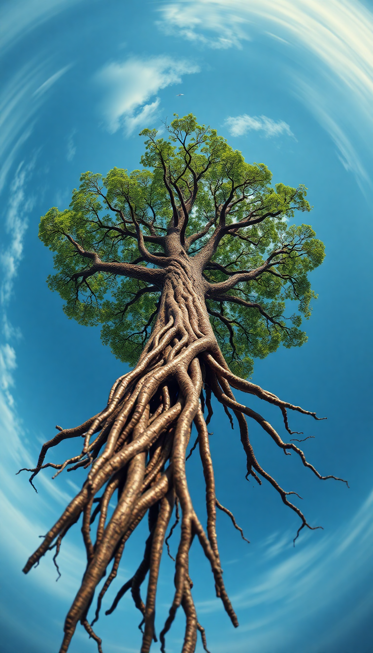 Cosmic Tree Growing Upside Down Digital art Wallpaper