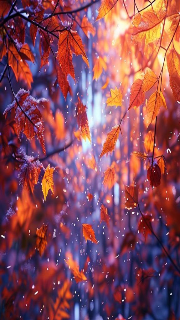 Celestial First Snow Falling Autumn Photorealistic Wallpaper
