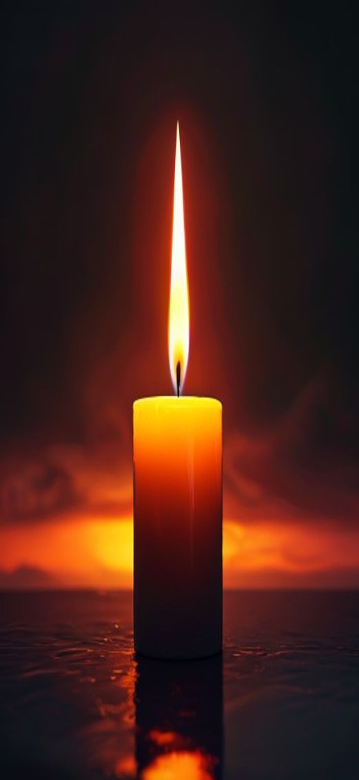 Single Candle Flame Complete Darkness Photorealistic Wallpaper