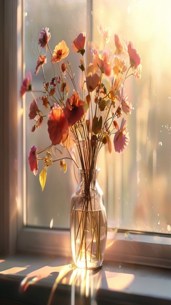 Enchanting Dried Flowers Glass Vase Aesthetic Wallpaper
