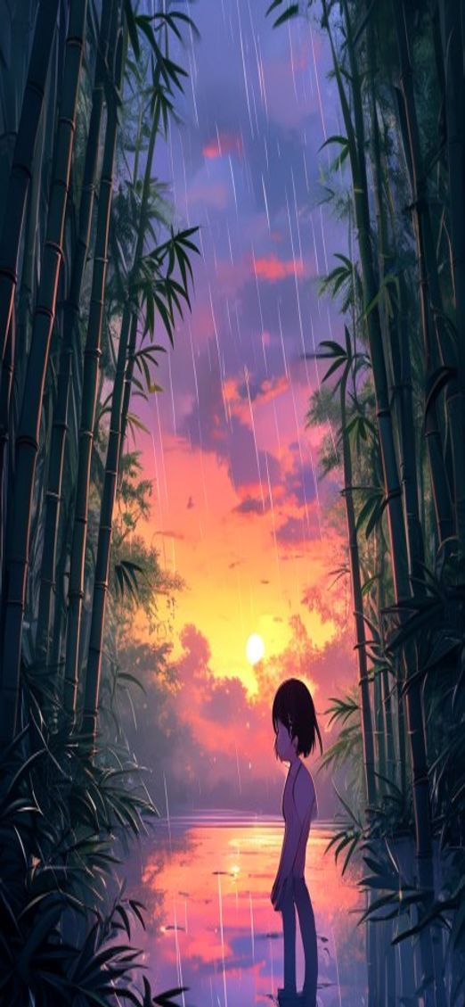 Stunning Bamboo Forest Rain Anime Anime Wallpaper