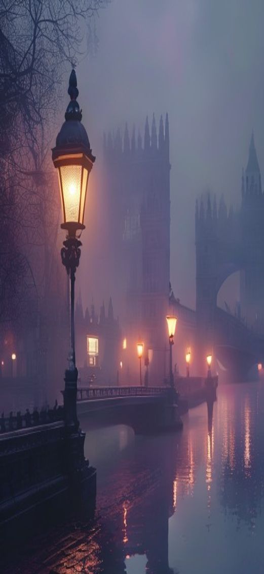 Dazzling Foggy London Bridge Vintage Photorealistic Wallpaper
