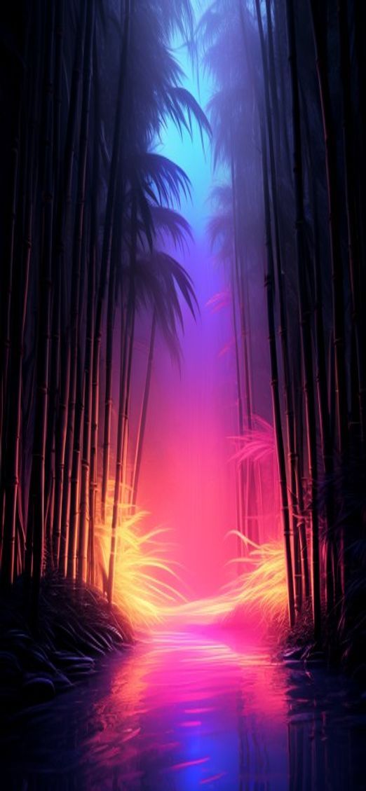 Golden Bamboo Grove Swaying Wind Minimalist Wallpaper