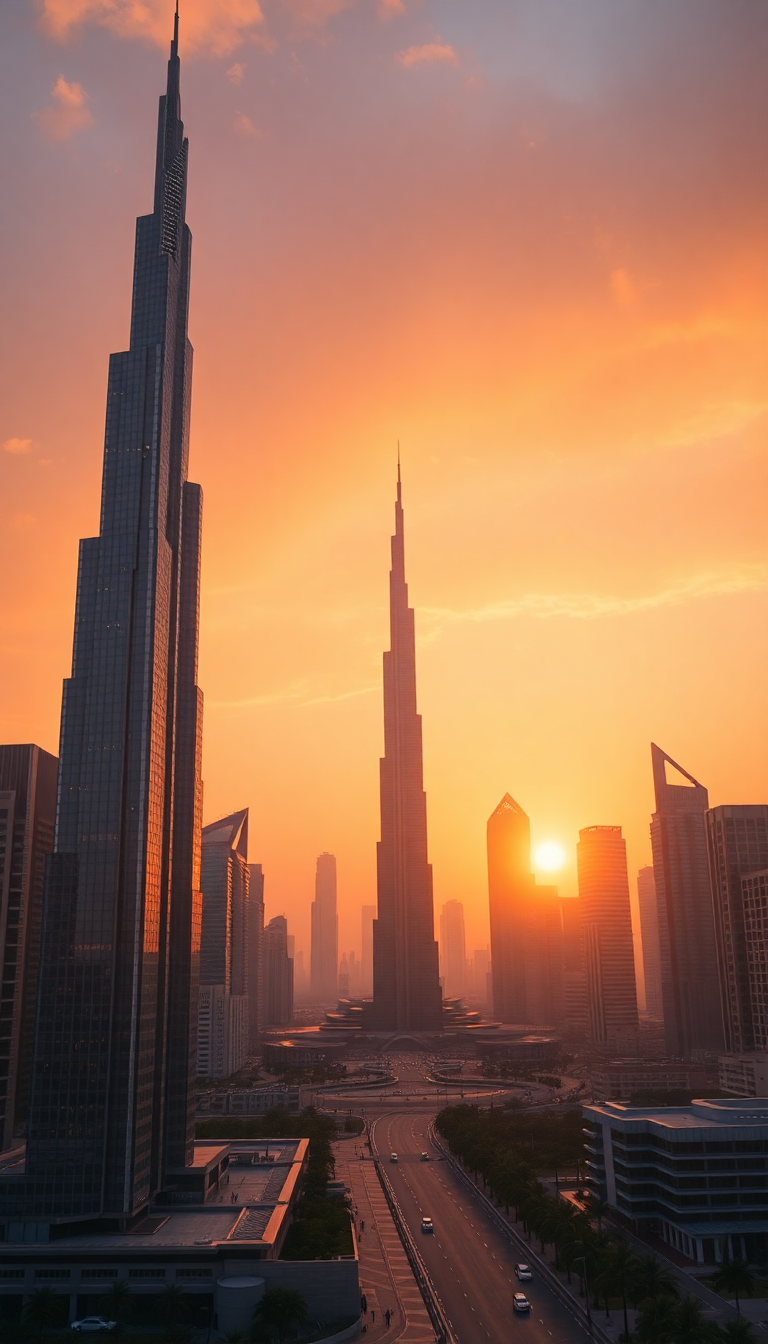 Sleek Dubai Skyline Futuristic Towers Photorealistic Wallpaper
