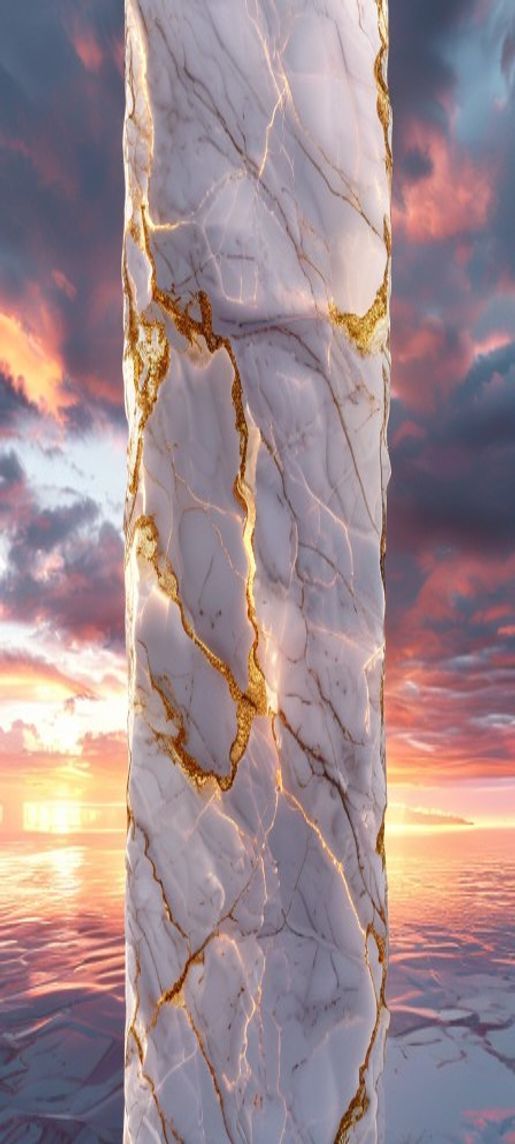 Infinite Marble Texture White Gold Photorealistic Wallpaper