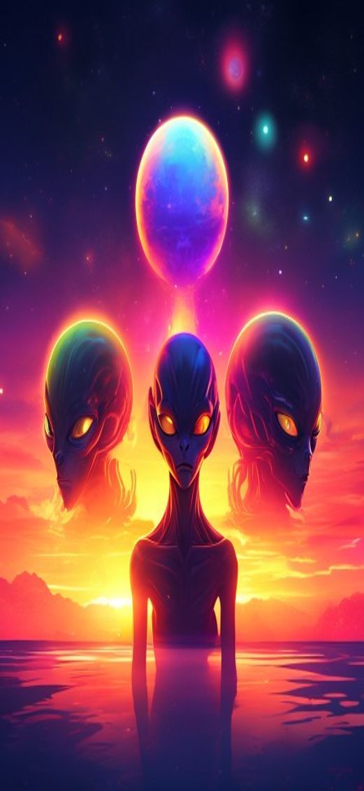 Hazy Alien Sunrise Three Suns Digital art Wallpaper