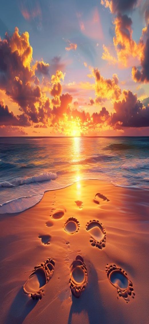 Infinite Summer Beach Golden Hour Photorealistic Wallpaper