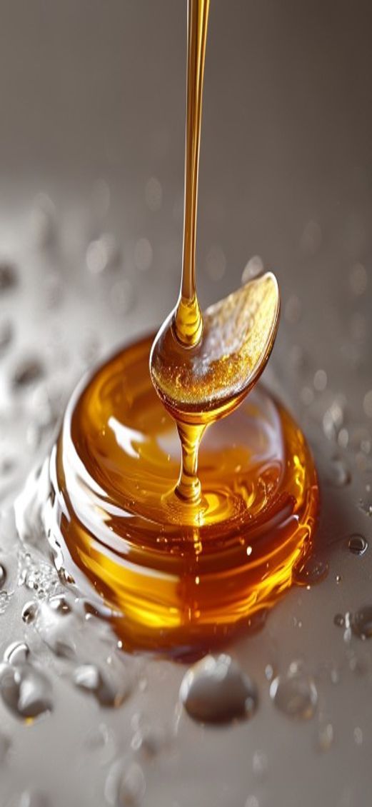 Delicate Honey Dripping From Spoon Photorealistic Wallpaper