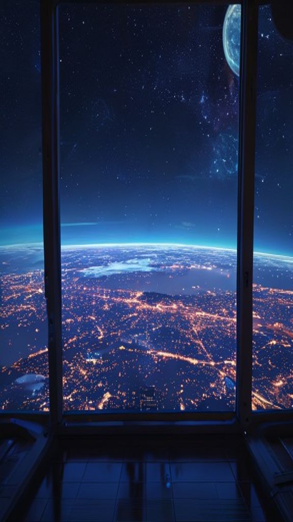 Space Station Window View Earth Aesthetic Wallpaper