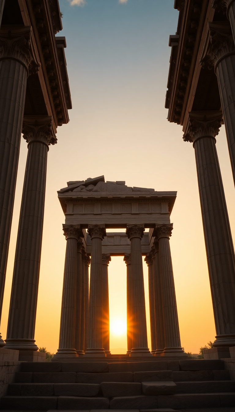Silky Ancient Greek Temple Ruins Photorealistic Wallpaper