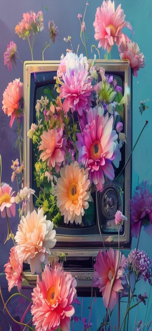Premium Flowers Growing From Old Digital art Wallpaper