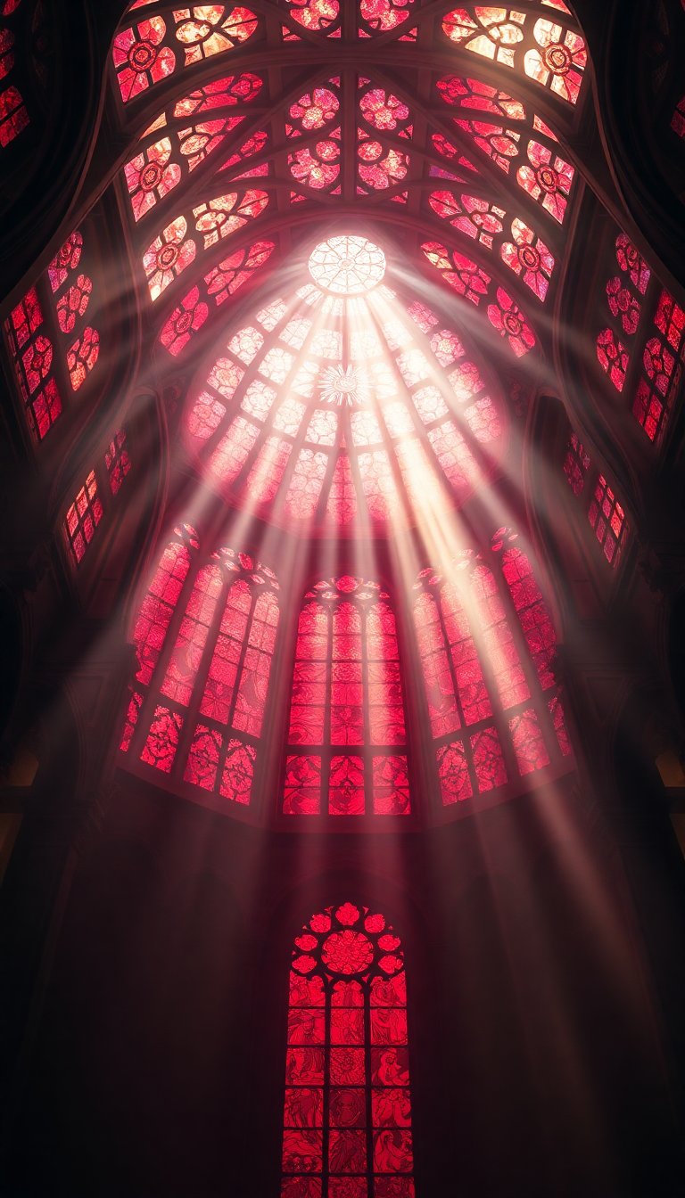Wild Cathedral Ceiling Stained Glass Photorealistic Wallpaper