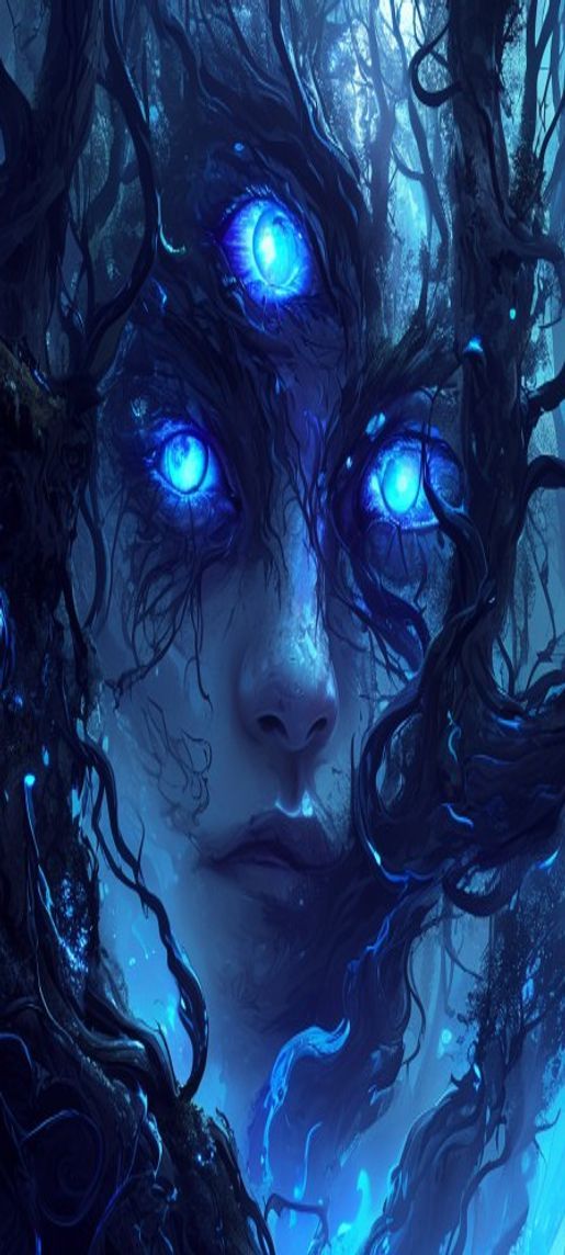 Luminous Dark Enchanted Forest Twisted Digital art Wallpaper