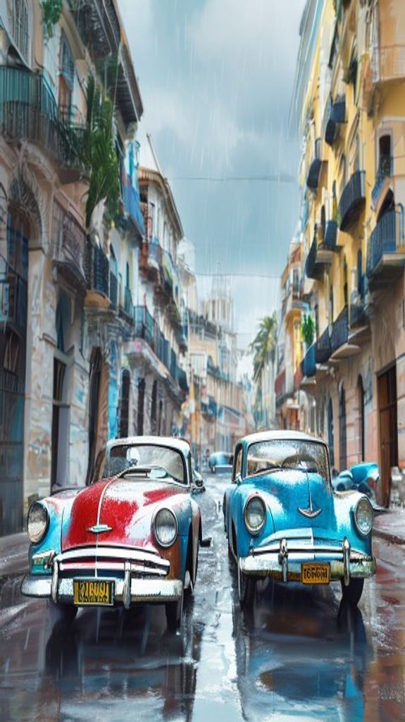Epic Old Havana Classic Cars Photorealistic Wallpaper