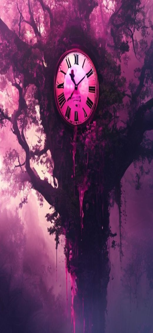 Rustic Melting Clock Tree Branch Digital art Wallpaper