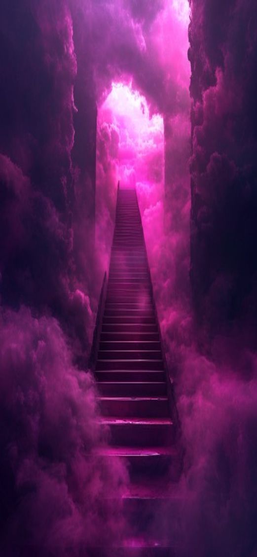 Stairs Nowhere Cloudy Void Endless Digital art Wallpaper