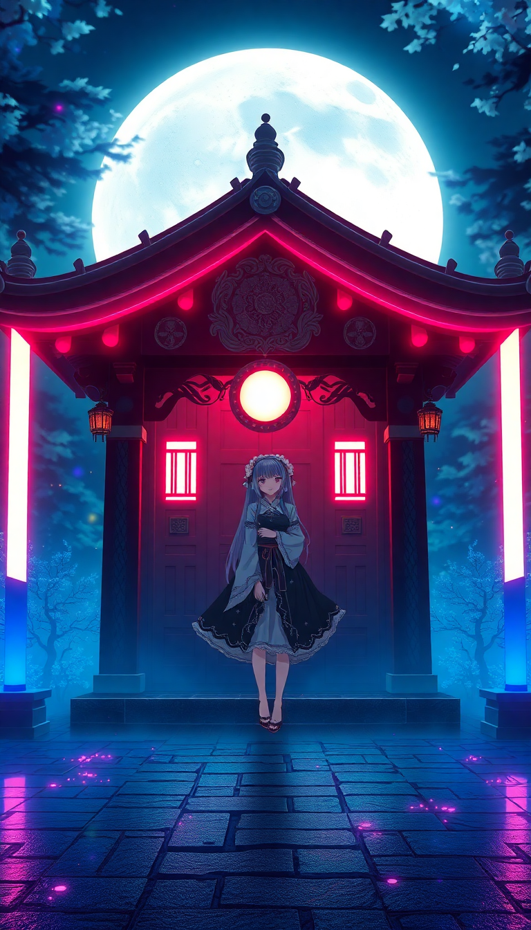 Sharp Moonlit Shrine Maiden Anime Anime Wallpaper