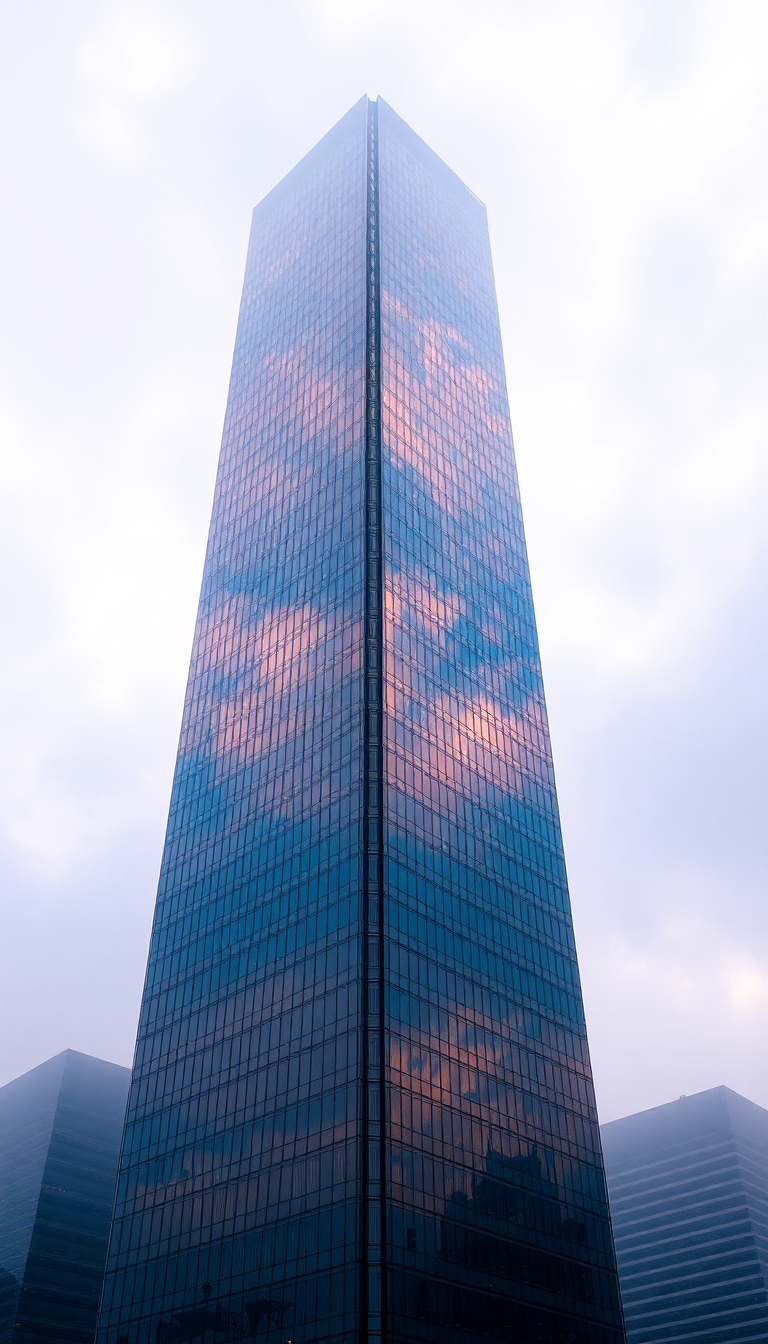 Opulent Glass Skyscraper Reflections Clouds Photorealistic Wallpaper