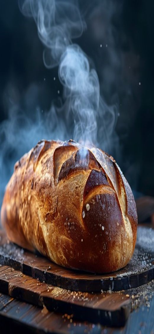 Futuristic Bread Fresh Baked Steam Photorealistic Wallpaper