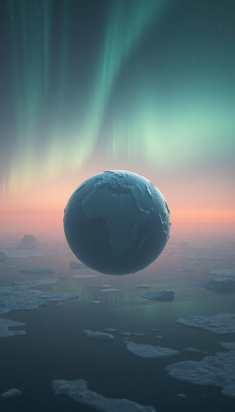 Soft Lonely Satellite Orbiting Ice Photorealistic Wallpaper