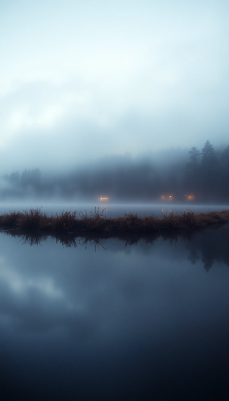 Morning Mist Over Still Lake Abstract Wallpaper