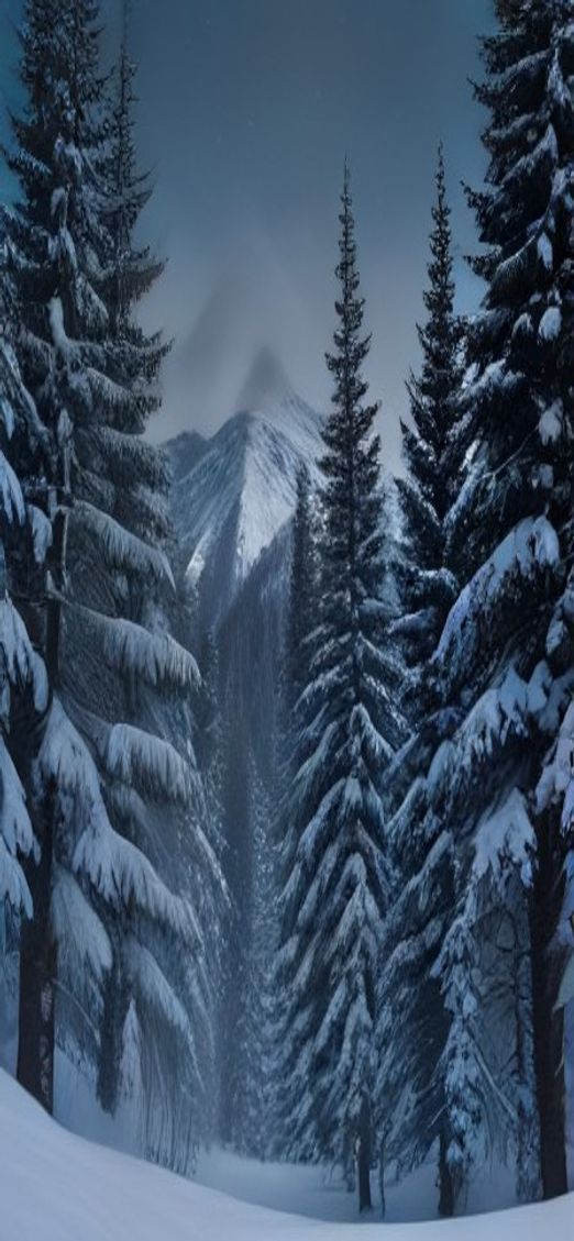 Hazy Winter First Snow Pine Photorealistic Wallpaper